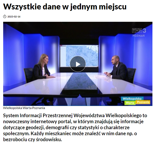 Dyrektor Biura Geodety Województwa Wielkopolskiego Hanna Mierzwiak udziela wywiadu w telewizji regionalnej TVP3