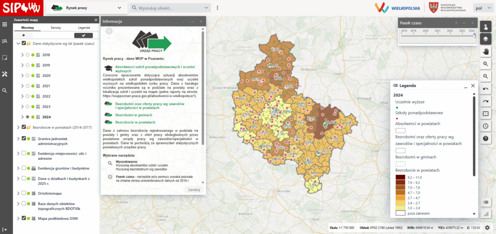 Kolorowa mapa - subportal "Rynek pracy"
