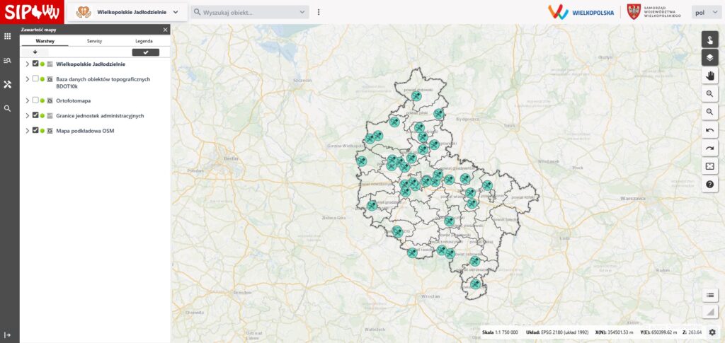 Kolorowa mapa - subportal "Wielkopolskie Jadłodzielnie"