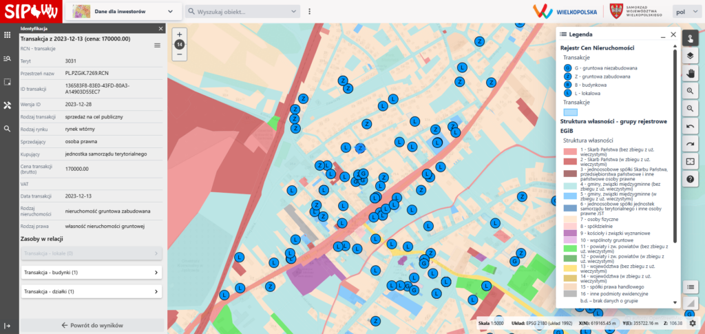 Kolorowa mapa - subportal "Dane dla inwestorów"