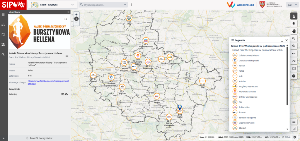 Kolorowa mapa - subportal "Sport i turystyka"